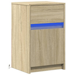 Berkfield Bedside Cabinet With Led Lights Sonoma Oak Engineered Wood - thumbnail 3