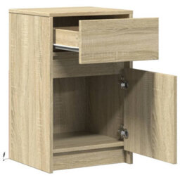 Berkfield Bedside Cabinet With Led Lights Sonoma Oak Engineered Wood - thumbnail 9