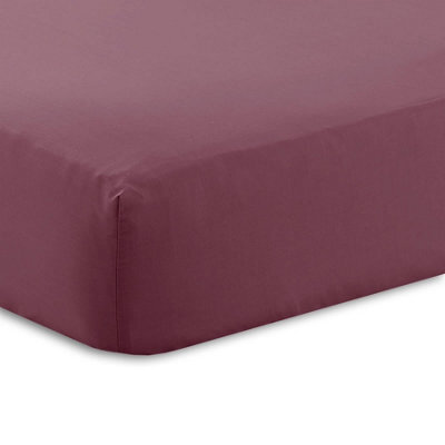 Kampala Hill Percale 16 Inch Deep Fitted Sheet Plum