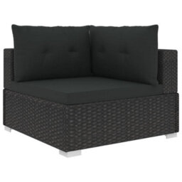 Walplus 6 Piece Garden Lounge Set For Patio, Terrace With Cushions Poly Rattan Black - thumbnail 3