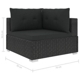 Walplus 6 Piece Garden Lounge Set For Patio, Terrace With Cushions Poly Rattan Black - thumbnail 9