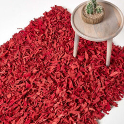Homescapes Dallas Leather Shaggy Rug Red, 150 X 240 Cm - thumbnail 1