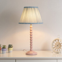 Valuelights Laurenne Small Blue Gathered Pleated Fabric Tapered Light Shade Table Lamp And Bulb (D)27.5Cm - thumbnail 2