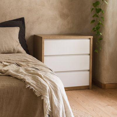 Wyld Haus Salzburg 3-Drawer Chest In White Gloss And Natural Oak Effect - image 1