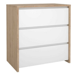 Wyld Haus Salzburg 3-Drawer Chest In White Gloss And Natural Oak Effect - thumbnail 5