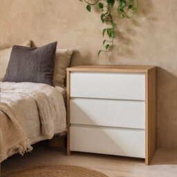 Wyld Haus Salzburg 3-Drawer Chest In White Gloss And Natural Oak Effect - thumbnail 2