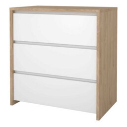 Wyld Haus Salzburg 3-Drawer Chest In White Gloss And Natural Oak Effect - thumbnail 4