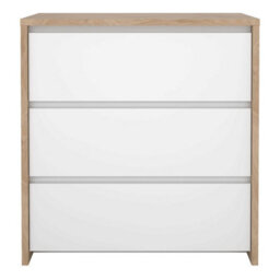Wyld Haus Salzburg 3-Drawer Chest In White Gloss And Natural Oak Effect - thumbnail 3