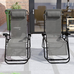 Lassic Garden Vida Grey Sun Lounger Ukfr Zero Gravity Chair Set Of 2 - thumbnail 5