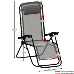 Lassic Garden Vida Grey Sun Lounger Ukfr Zero Gravity Chair Set Of 2 - thumbnail 2