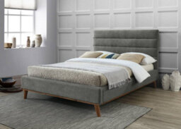 Save On Goods UK 4Ft6 Double Light Grey Soft Velvet Fabric Upholstered Bed Frame Bedstead