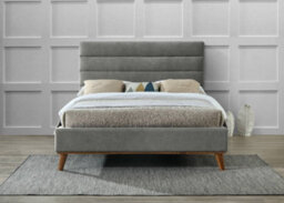 Save On Goods UK 4Ft6 Double Light Grey Soft Velvet Fabric Upholstered Bed Frame Bedstead - thumbnail 2