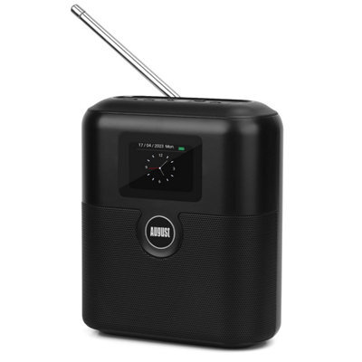 Bedside Dab/dab+/fm Radio, Dual Alarm Clock, Bluetooth Speaker, Colour Lcd Screen, Aux In/out, Rechargeable Battery- August Mb330B - image 1