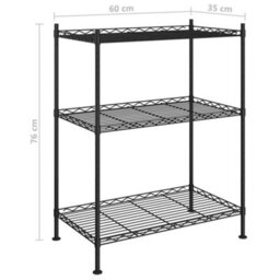 Berkfield 3-Tier Storage Rack 60X35X76 Cm Black 150 Kg - thumbnail 7