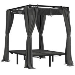 Berkfield Double Sun Lounger With Side And Top Curtains Anthracite - thumbnail 3