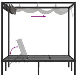 Berkfield Double Sun Lounger With Side And Top Curtains Anthracite - thumbnail 7