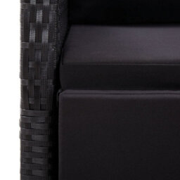 Berkfield 11 Piece Garden Dining Set With Cushions Black Poly Rattan - thumbnail 5