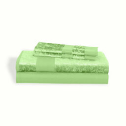 Casabella Luxury Crushed Velvet Panel Band Duvet Cover Sets With Pillow Case Super King Duvet Cover Bedding Set Sage - thumbnail 5