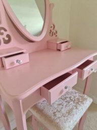 Kosy Koala Dressing Table With Mirror Stool Vanity Dresser Bedroom Pink Love Heart - thumbnail 6