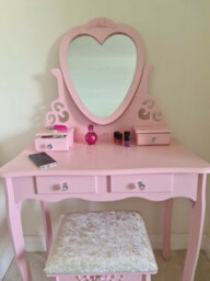 Kosy Koala Dressing Table With Mirror Stool Vanity Dresser Bedroom Pink Love Heart - thumbnail 7
