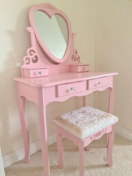 Kosy Koala Dressing Table With Mirror Stool Vanity Dresser Bedroom Pink Love Heart - thumbnail 1