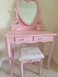 Kosy Koala Dressing Table With Mirror Stool Vanity Dresser Bedroom Pink Love Heart - thumbnail 3
