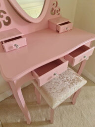 Kosy Koala Dressing Table With Mirror Stool Vanity Dresser Bedroom Pink Love Heart - thumbnail 8