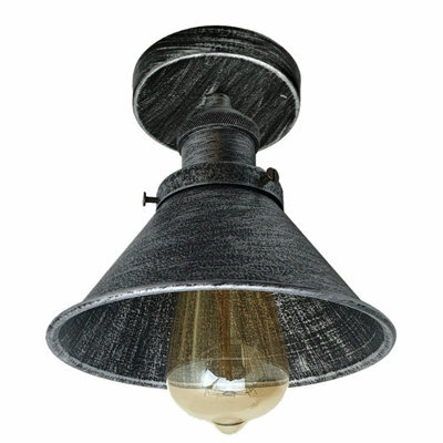 Semi Flush Mount Ceiling Light With E27 Base Industrial Vintage Brass Cone Shade For Kitchen Or Dining Room Rust Free Easy - image 1