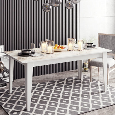 Decorotika Modern Polka Dining Table White Marble Effect & White - image 1
