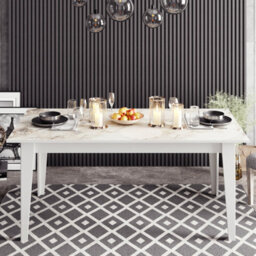 Decorotika Modern Polka Dining Table White Marble Effect & White - thumbnail 2