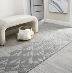 Vellure Modern Indoor Living Room Area Rug Embossed Metallic Sheen Pyramid Design Anthracite 60X220 Cm - thumbnail 8