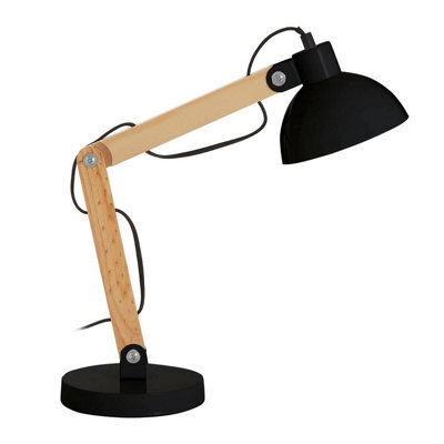 Orsina Contemporary Black Wood Table Lamp, Versatile Bedside Table Lamp, Modern Rustic Livingroom Table Lamp - image 1