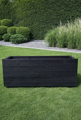 Ruddings Wood Large Tall Wooden Black Planter Patio Trough Plant Flower Box Heavy Duty Ready Made (L)90Cm(H)40Cm - image 1