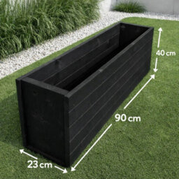 Ruddings Wood Large Tall Wooden Black Planter Patio Trough Plant Flower Box Heavy Duty Ready Made (L)90Cm(H)40Cm - thumbnail 4
