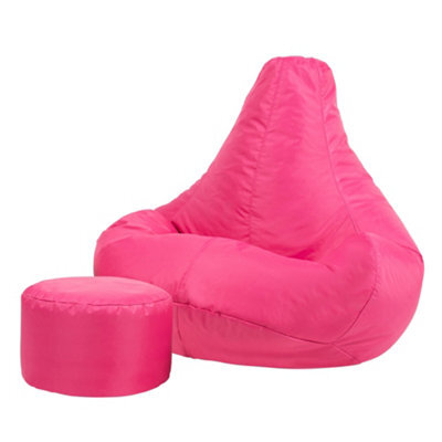 Icon Dalton Adults High Back  Indoor Outdoor Bean Bag Chair & Footstool Pouffe Pink - image 1