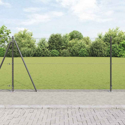 Berkfield Fencing Set Grey 25 X 1.2 M (13 mm Mesh) Steel & Mesh Wire - image 1