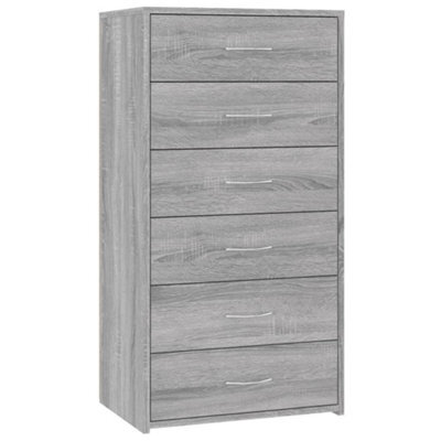 Berkfield Sturdy Sideboard With 6 Drawers Grey Sonoma 50X34X96 Cm Engineered Wood - image 1