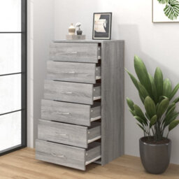 Berkfield Sturdy Sideboard With 6 Drawers Grey Sonoma 50X34X96 Cm Engineered Wood - thumbnail 3
