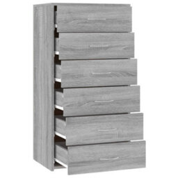 Berkfield Sturdy Sideboard With 6 Drawers Grey Sonoma 50X34X96 Cm Engineered Wood - thumbnail 7