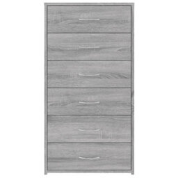Berkfield Sturdy Sideboard With 6 Drawers Grey Sonoma 50X34X96 Cm Engineered Wood - thumbnail 5