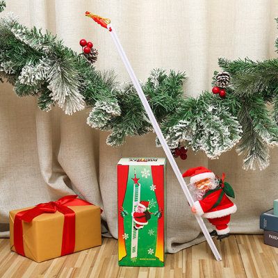 Amorly Electric Climbing Santa Claus With White Ladder, Animated Santa Climbs Up And Down Ladder, Christmas Tree Ornament Decoration - image 1