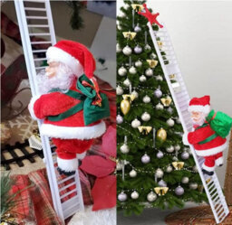 Amorly Electric Climbing Santa Claus With White Ladder, Animated Santa Climbs Up And Down Ladder, Christmas Tree Ornament Decoration - thumbnail 4