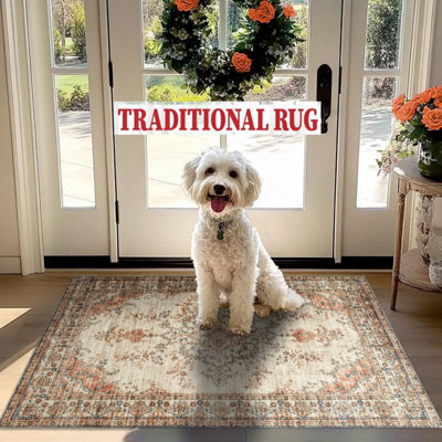 Ameha Non Slip Timeless Cashmere Rug For Bedside Large Mats-60X110 Cm Floral Door Mat - image 1
