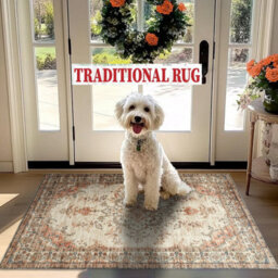 Ameha Non Slip Timeless Cashmere Rug For Bedside Large Mats-60X110 Cm Floral Door Mat - thumbnail 1