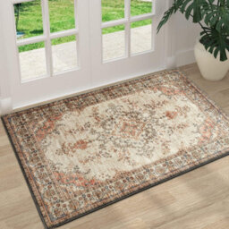 Ameha Non Slip Timeless Cashmere Rug For Bedside Large Mats-60X110 Cm Floral Door Mat - thumbnail 8