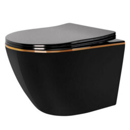 Toilet Bowl Rea Carlo Mini Tornado Black Black Gold Edge - thumbnail 1