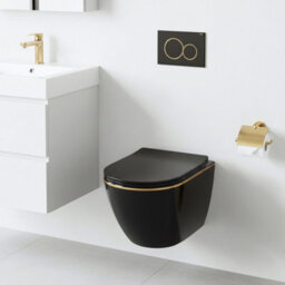 Toilet Bowl Rea Carlo Mini Tornado Black Black Gold Edge - thumbnail 2