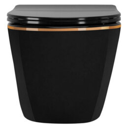 Toilet Bowl Rea Carlo Mini Tornado Black Black Gold Edge - thumbnail 3