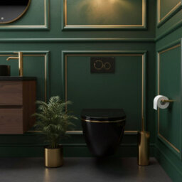 Toilet Bowl Rea Carlo Mini Tornado Black Black Gold Edge - thumbnail 4