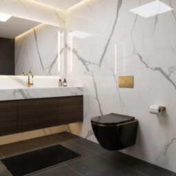 Toilet Bowl Rea Carlo Mini Tornado Black Black Gold Edge - thumbnail 6